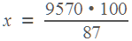 х = (9570*100)/87