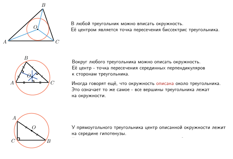 Какая окружность является вписанной в треугольник. Треугольник вписанный в окружность свойства. Центр вписанной и описанной окружности в треугольнике. Вписанная и описанная окружность в треугольник. Свойства вписанного и описанного треугольника.